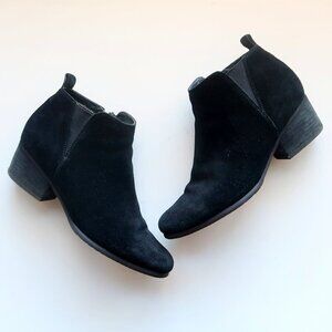 Blondo Black Suede Leather Block Heel Ankle Boots Booties Size 7.5
